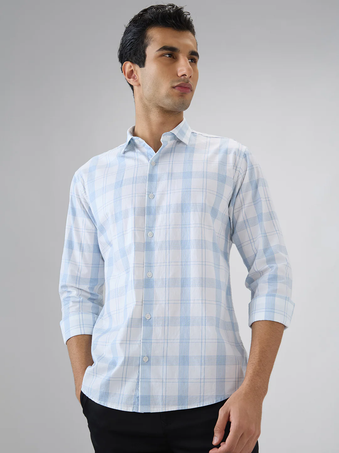 Park Avenue Men Slim Fit Checks Pattern Pure Cotton Full Sleeve Casual Shirt
