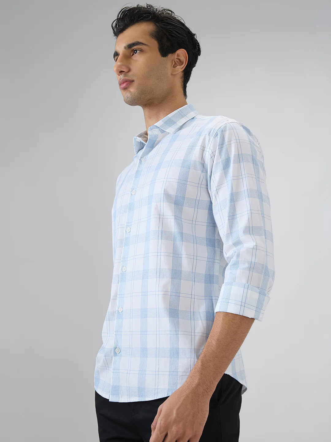 Park Avenue Men Slim Fit Checks Pattern Pure Cotton Full Sleeve Casual Shirt - Image 3