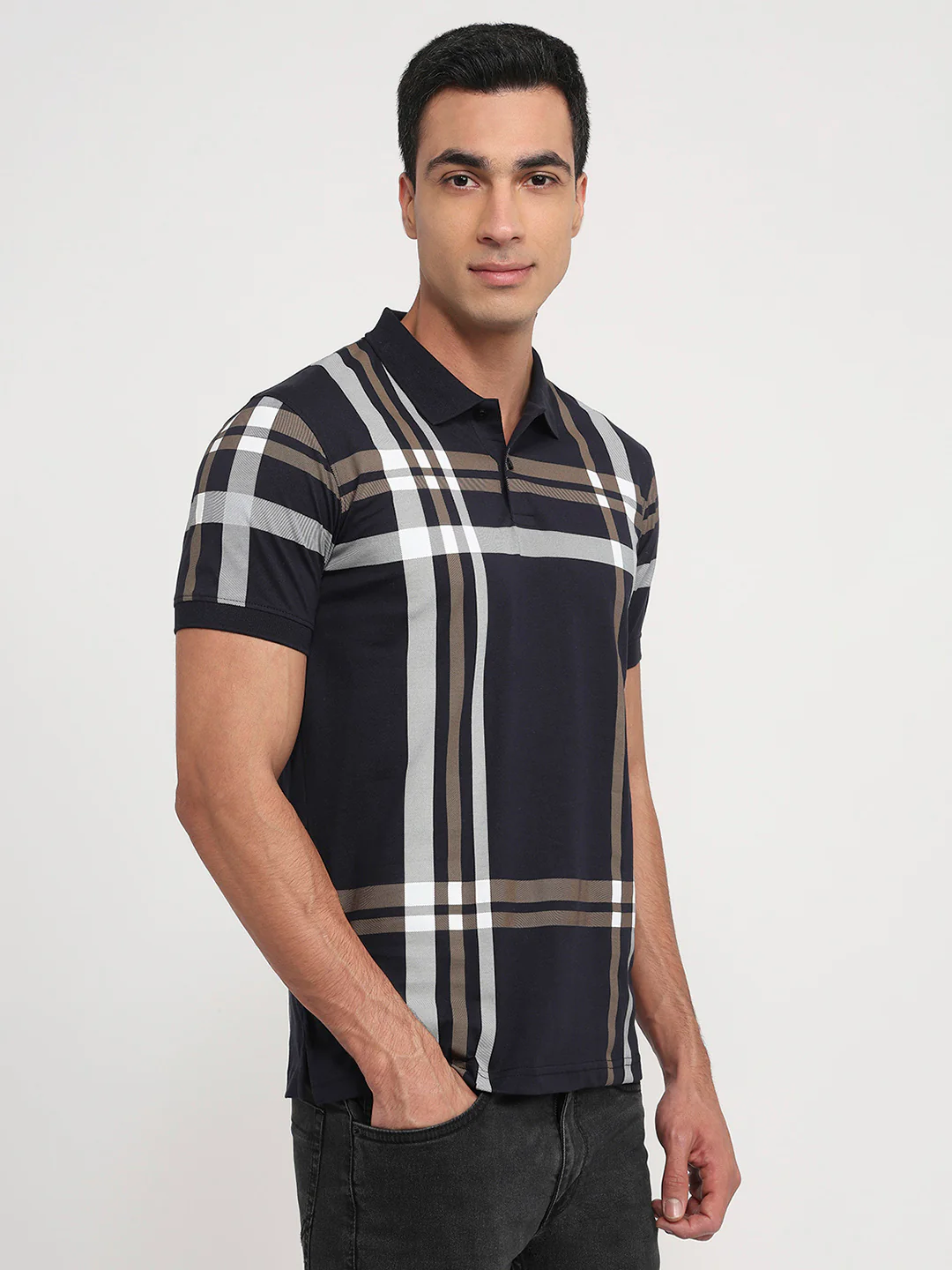 Park Avenue Men Slim Fit Print Pattern Cotton Polyester Blend Half Sleeve T-Shirt - Image 3