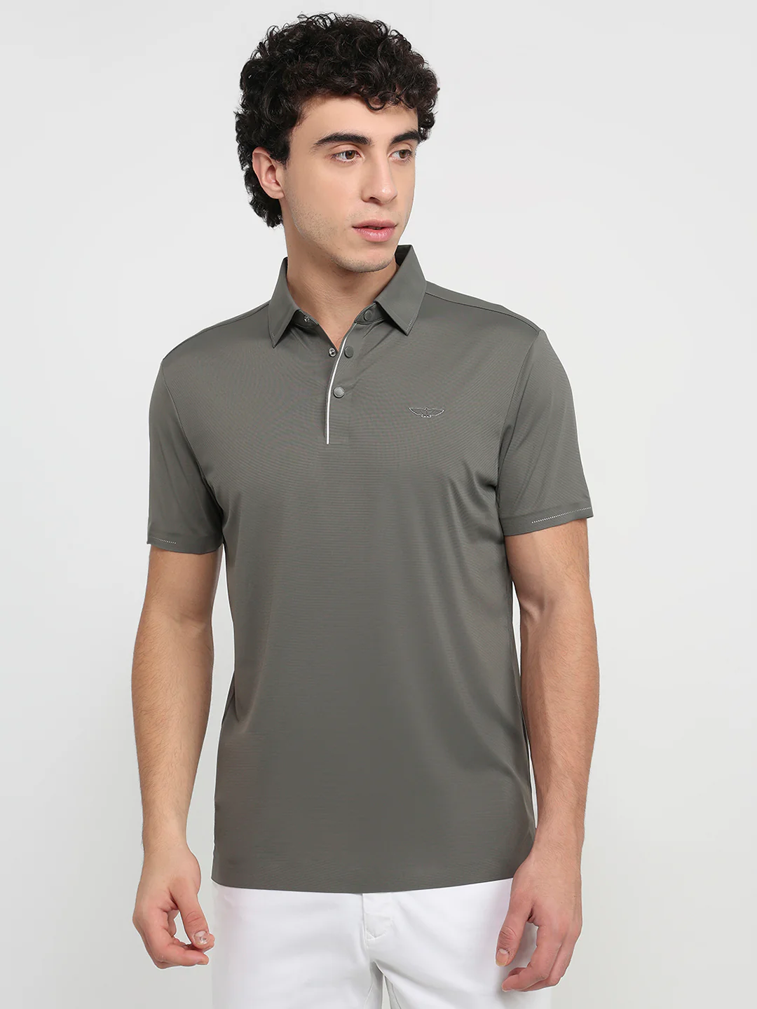 Park Avenue Men Slim Fit Solid Pattern Nylon Blend Half Sleeve T-Shirt