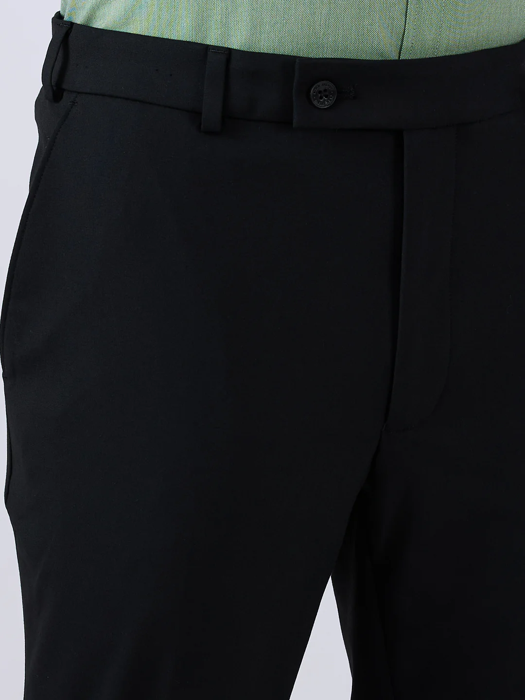 Park Avenue Men Slim Fit Solid Pattern Poly Viscose Blend Flat Front Trouser - Image 6