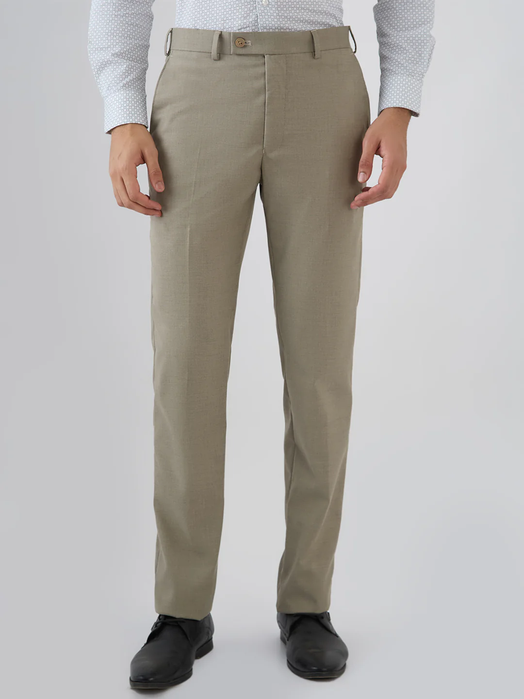 Park Avenue Men Slim Fit Solid Pattern Poly Viscose Blend Flat Front Trouser