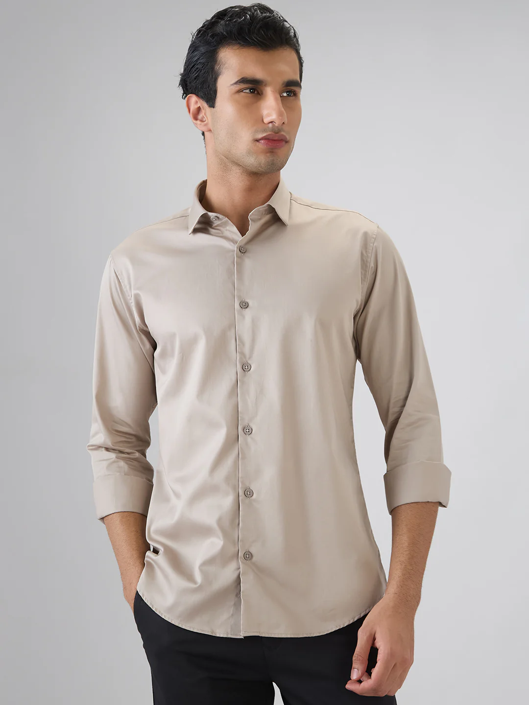 Park Avenue Men Slim Fit Solid Pattern Pure Cotton Full Sleeve Casual Shirt