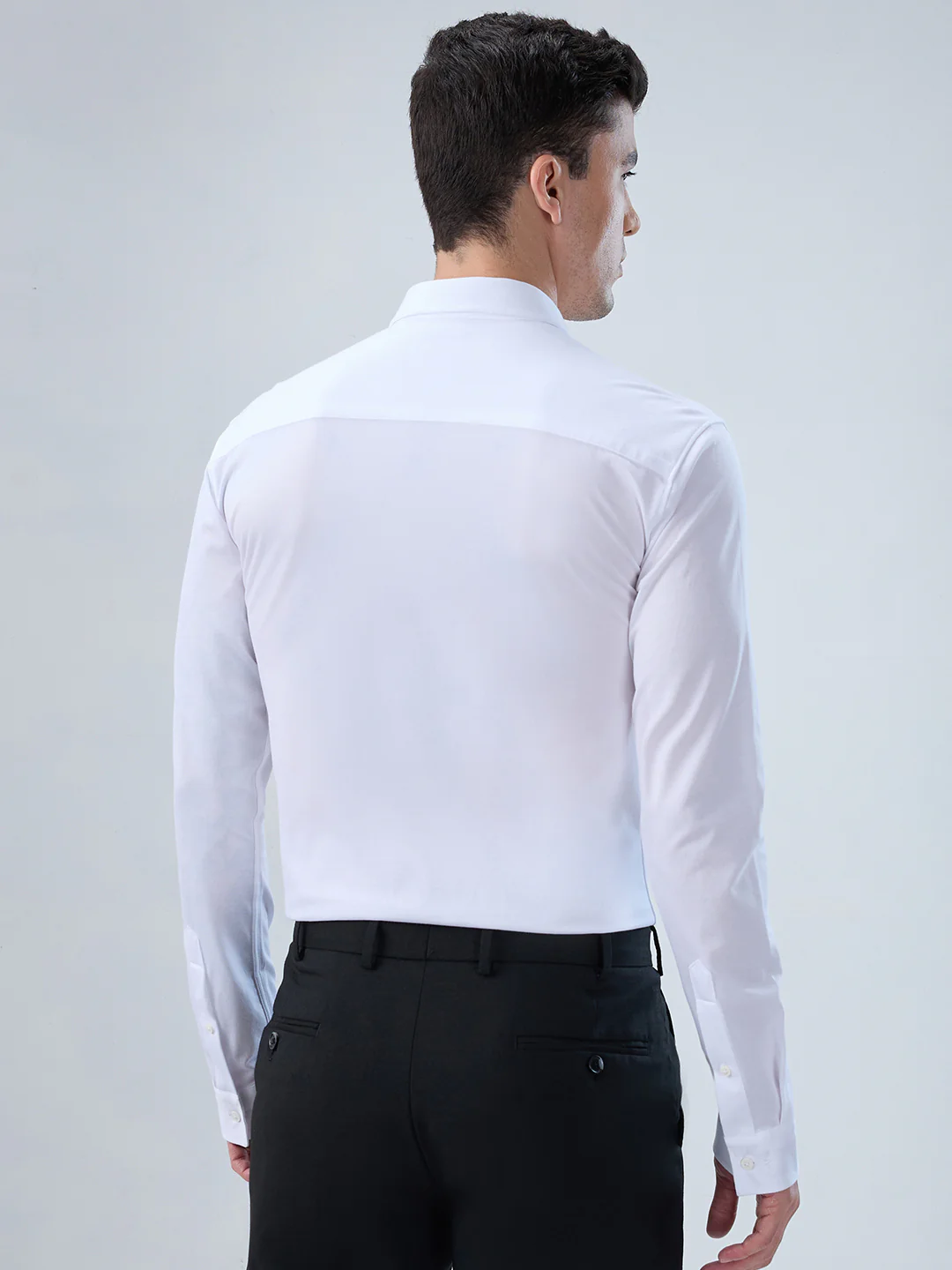 Park Avenue Men Slim Fit Structure Pattern Cotton Polyester Blend Full Sleeve Formal Shirt - Image 4