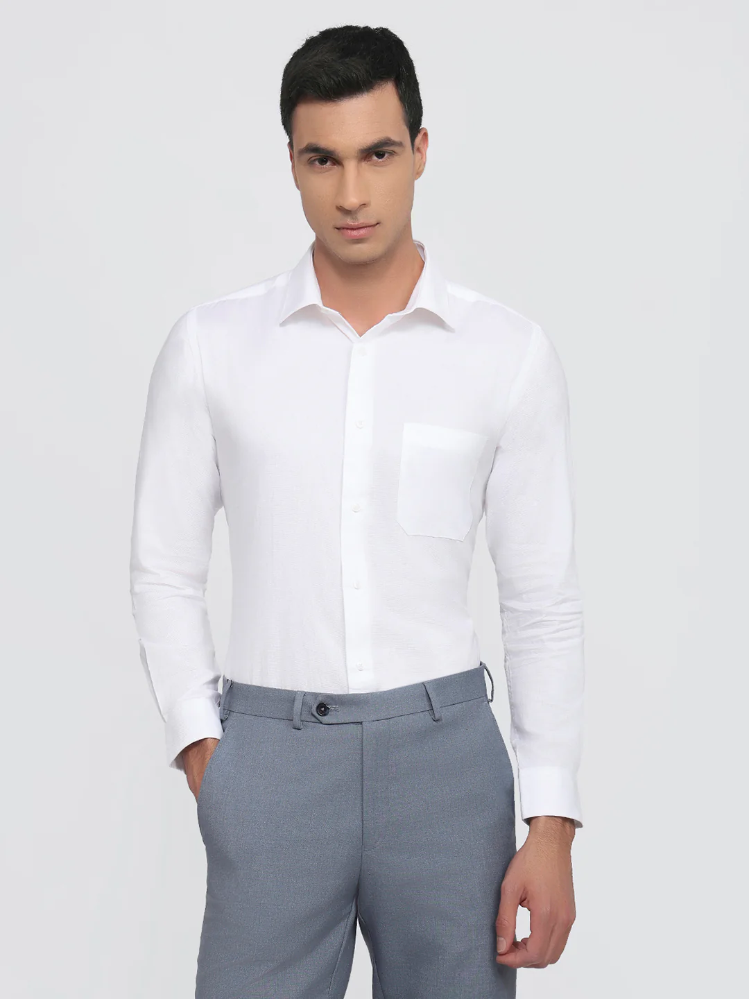 Park Avenue Men Slim Fit Structure Pattern Pure Cotton Full Sleeve Formal Shirt