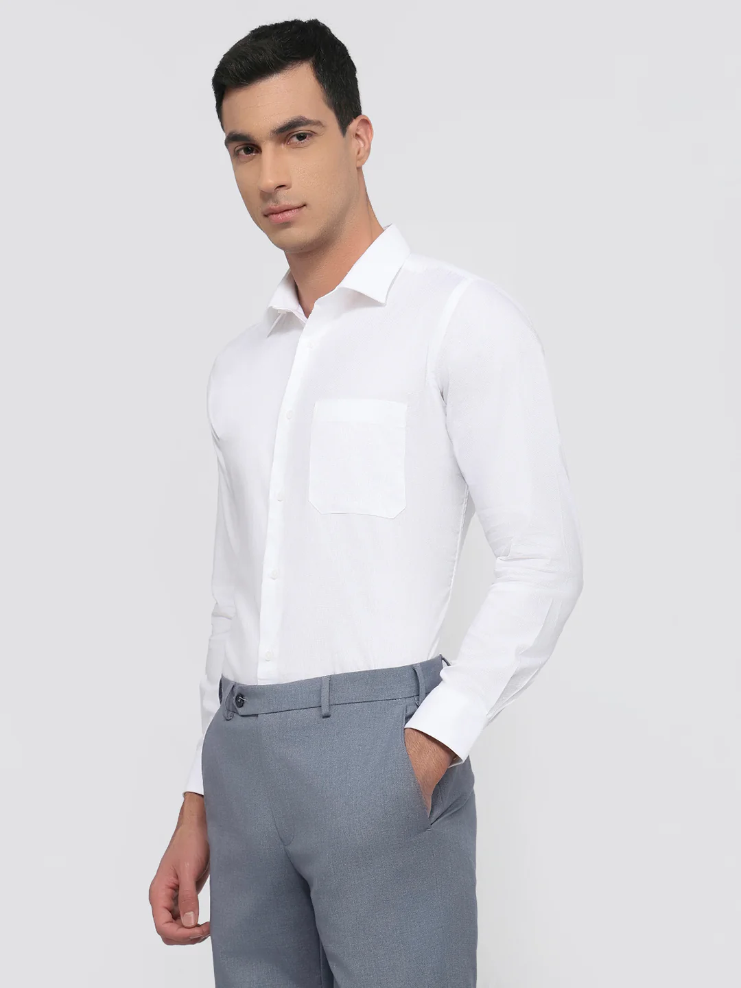 Park Avenue Men Slim Fit Structure Pattern Pure Cotton Full Sleeve Formal Shirt - Image 3