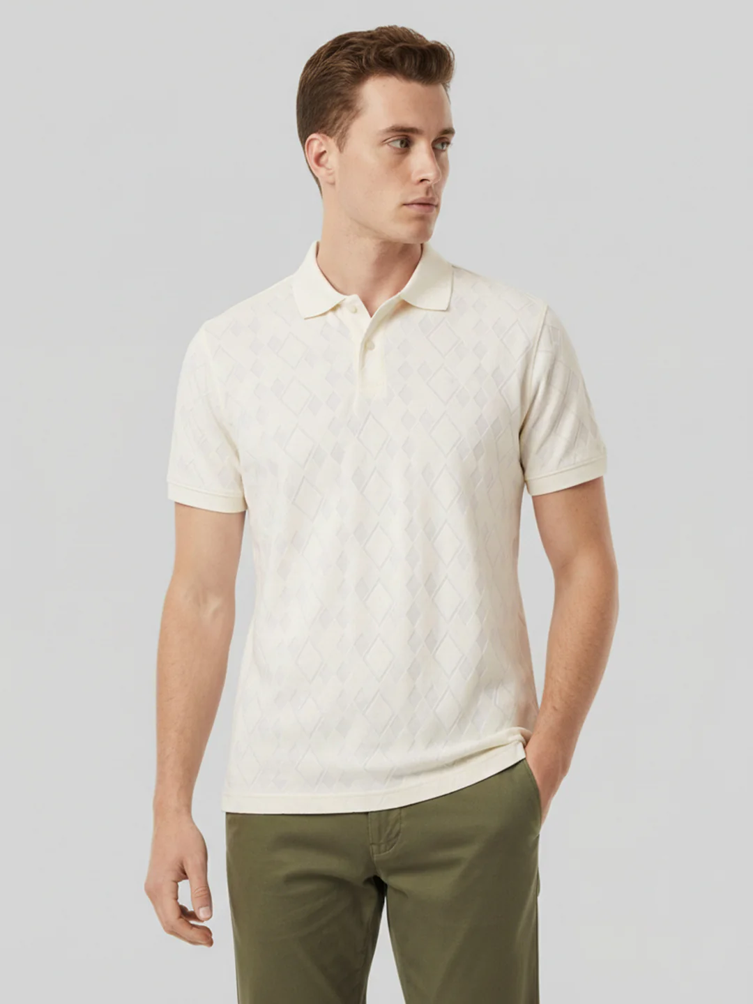 Park Avenue Men Slim Fit Structure Pattern Pure Cotton Half Sleeve T-Shirt