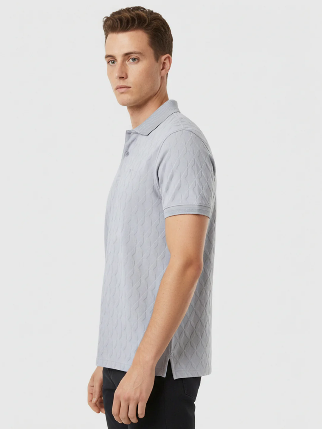 Park Avenue Men Slim Fit Structure Pattern Pure Cotton Half Sleeve T-Shirt - Image 2