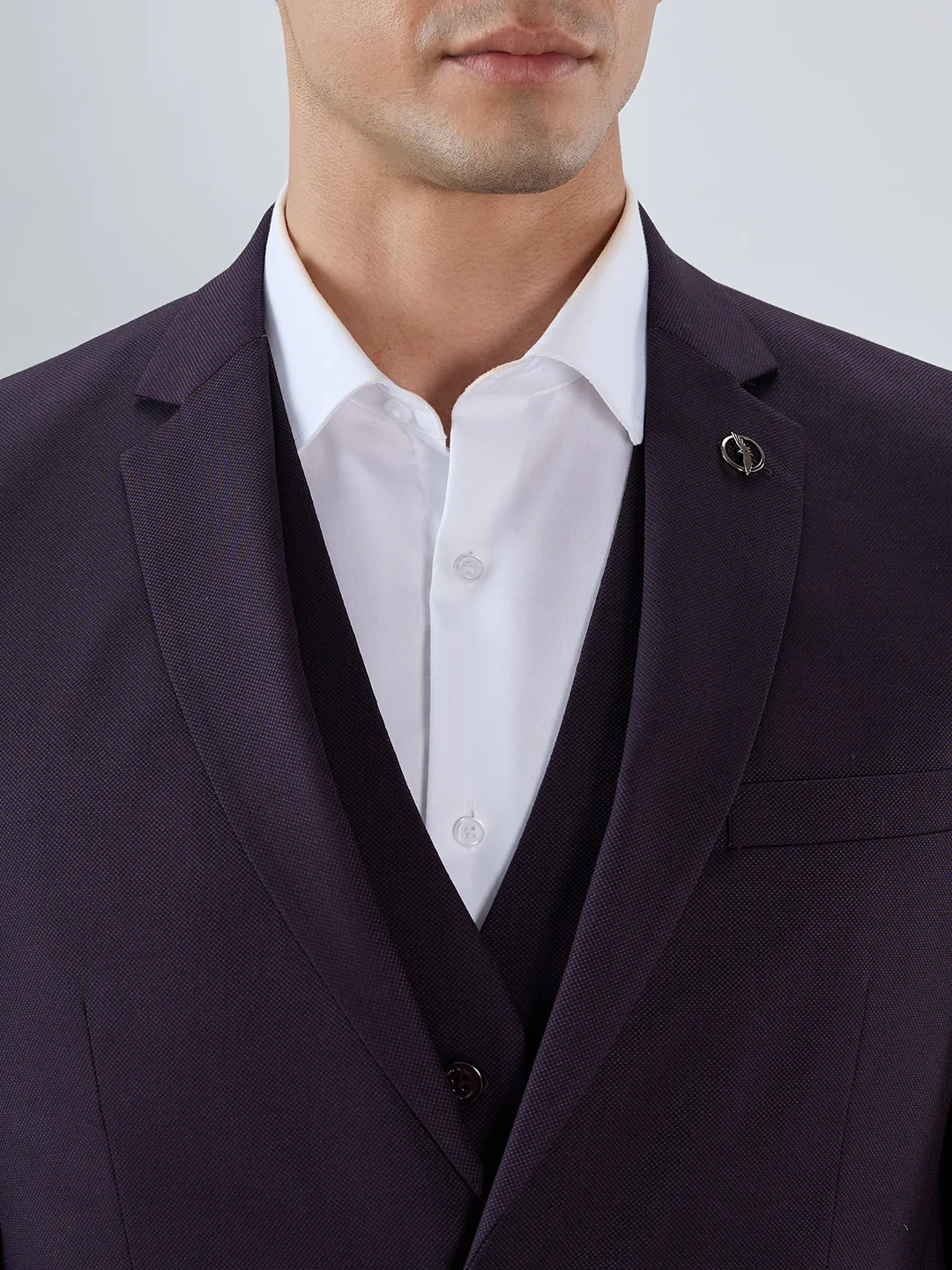 Park Avenue Men Violet Modern Slim Fit Suit - Image 6