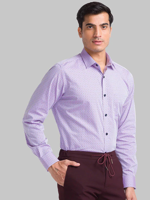 Park Avenue Men Violet Regular Fit Printed Full Sleeve Ainsley Collar Shirt - Image 2