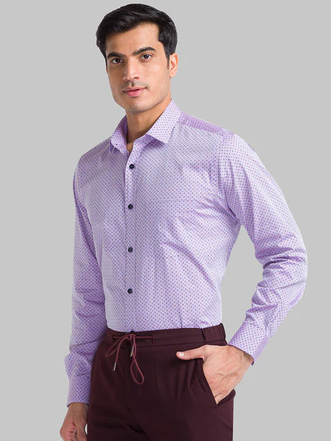 Park Avenue Men Violet Regular Fit Printed Full Sleeve Ainsley Collar Shirt - Image 3