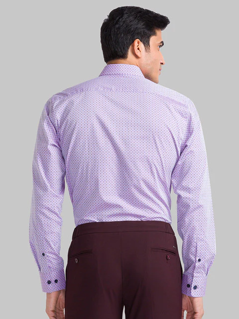 Park Avenue Men Violet Regular Fit Printed Full Sleeve Ainsley Collar Shirt - Image 4