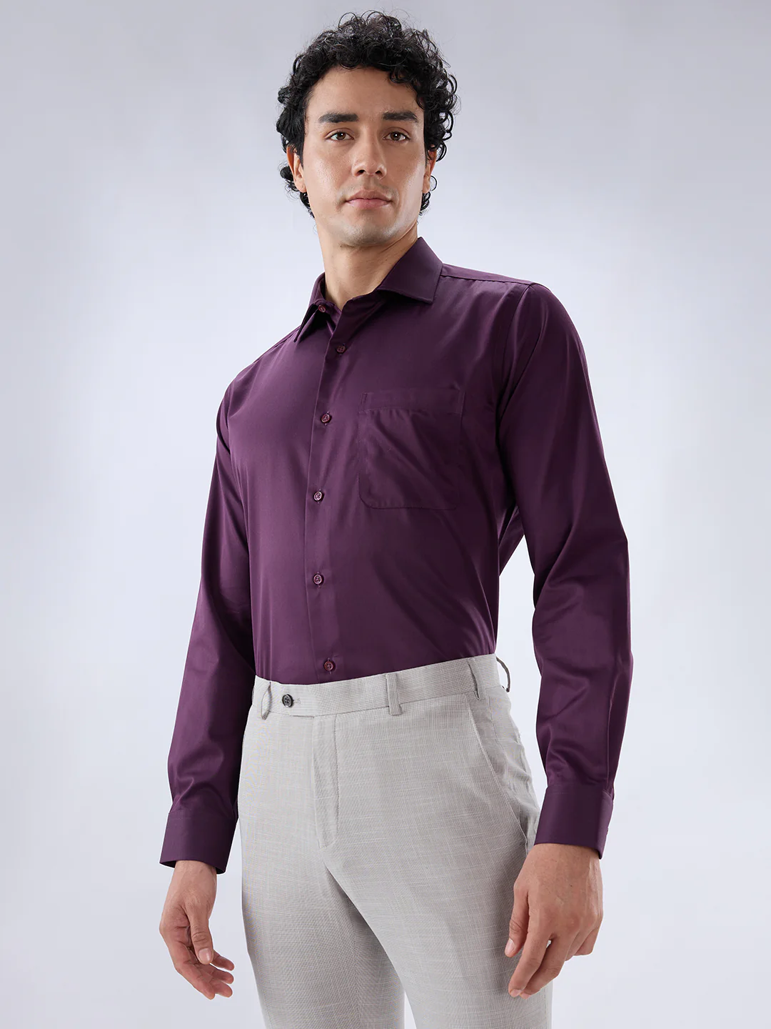 Park Avenue Men Violet Regular Fit Solid Formal Shirt - Image 3