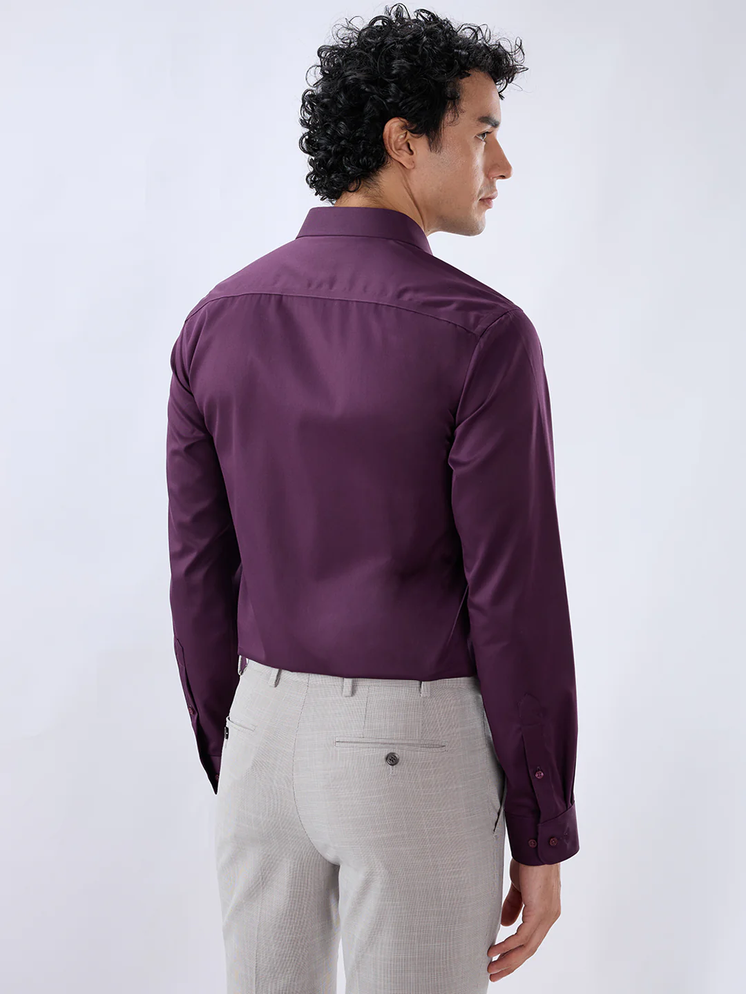 Park Avenue Men Violet Regular Fit Solid Formal Shirt - Image 4