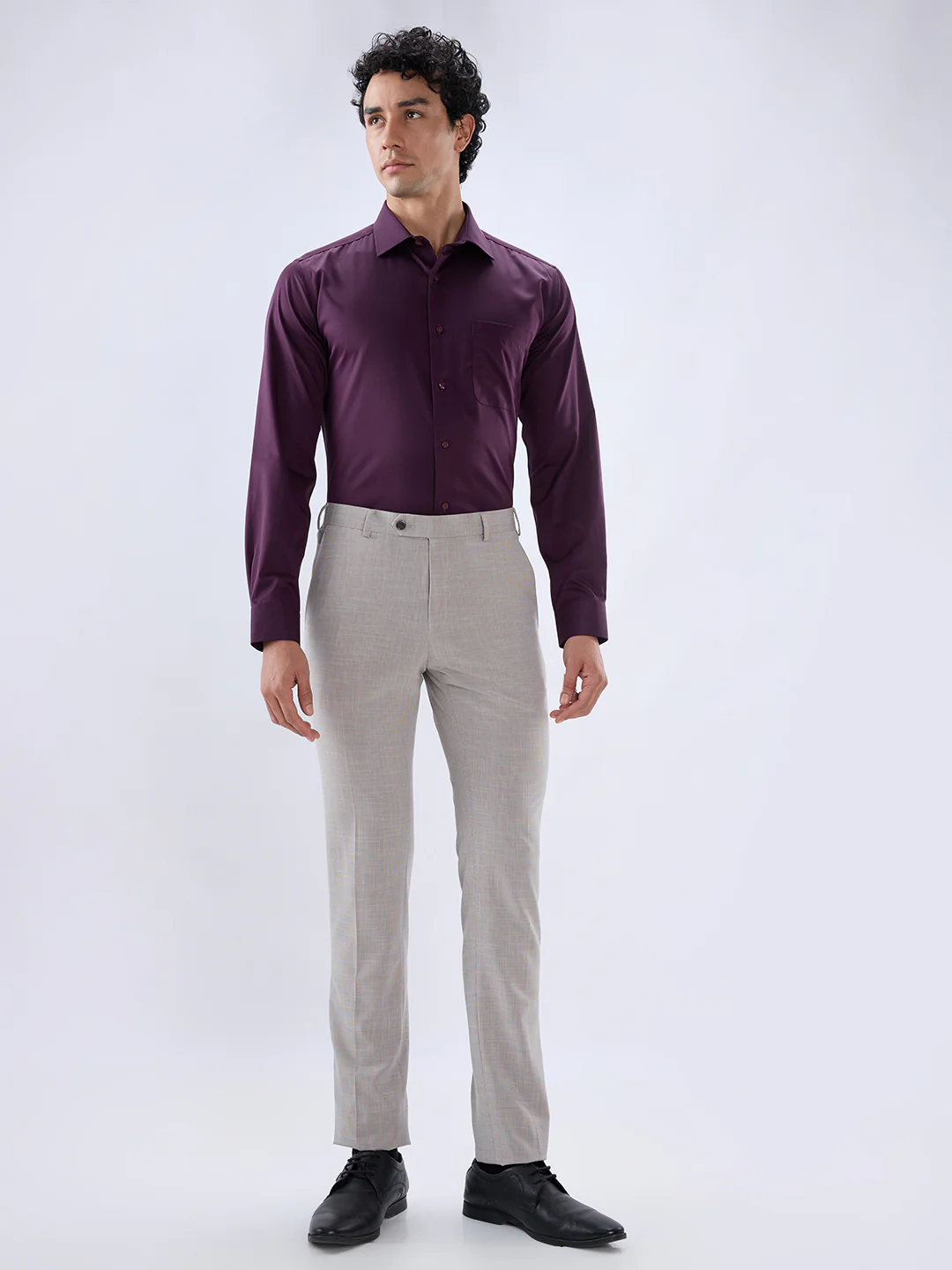 Park Avenue Men Violet Regular Fit Solid Formal Shirt - Image 5