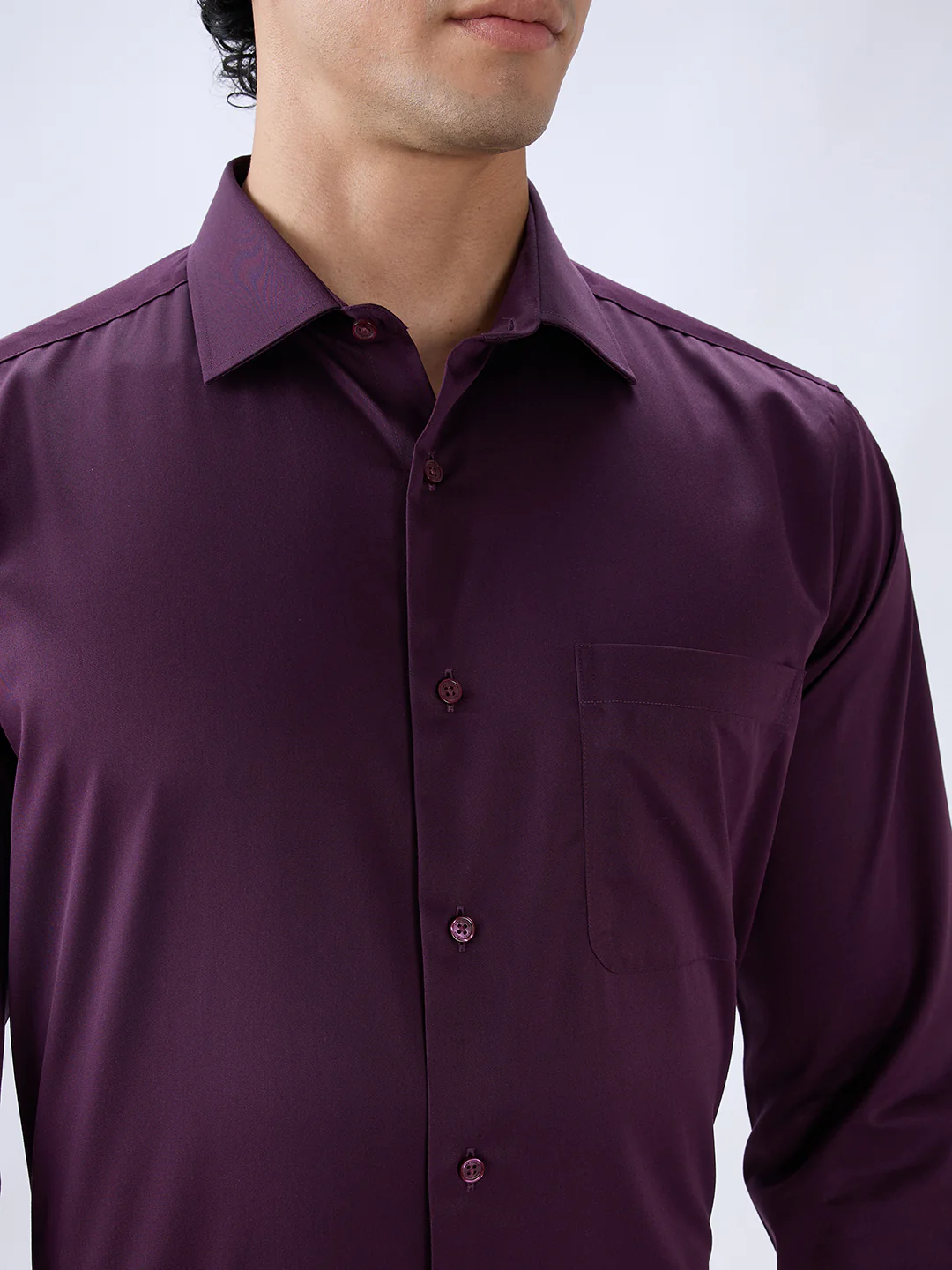 Park Avenue Men Violet Regular Fit Solid Formal Shirt - Image 6