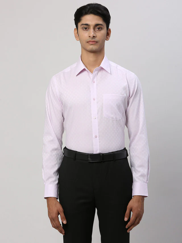 Park Avenue Men Purple Self Design Regular Fit Cotton Formal Shirt