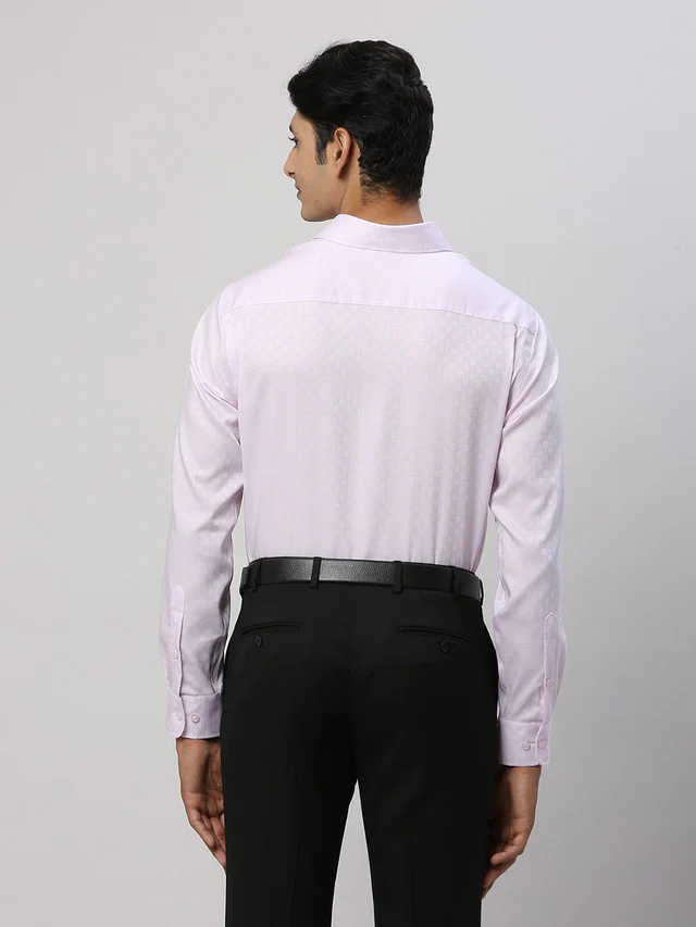 Park Avenue Men Purple Self Design Regular Fit Cotton Formal Shirt - Image 4
