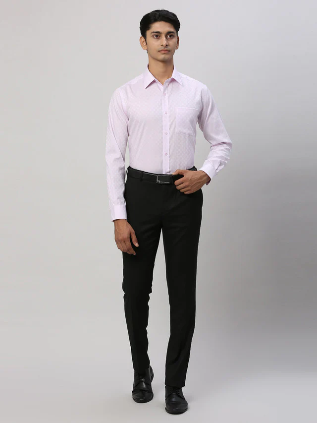 Park Avenue Men Purple Self Design Regular Fit Cotton Formal Shirt - Image 5