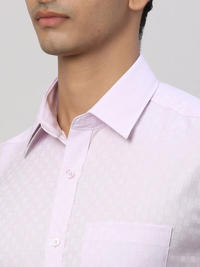Park Avenue Men Purple Self Design Regular Fit Cotton Formal Shirt - Image 6