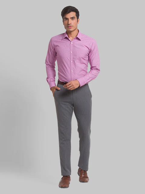Park Avenue Men Violet Slim Fit Checks Shirt - Image 5