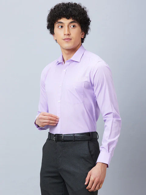 Park Avenue Men Purple Fil-A-Fil Slim Fit Polyester Blend Formal Shirt - Image 3