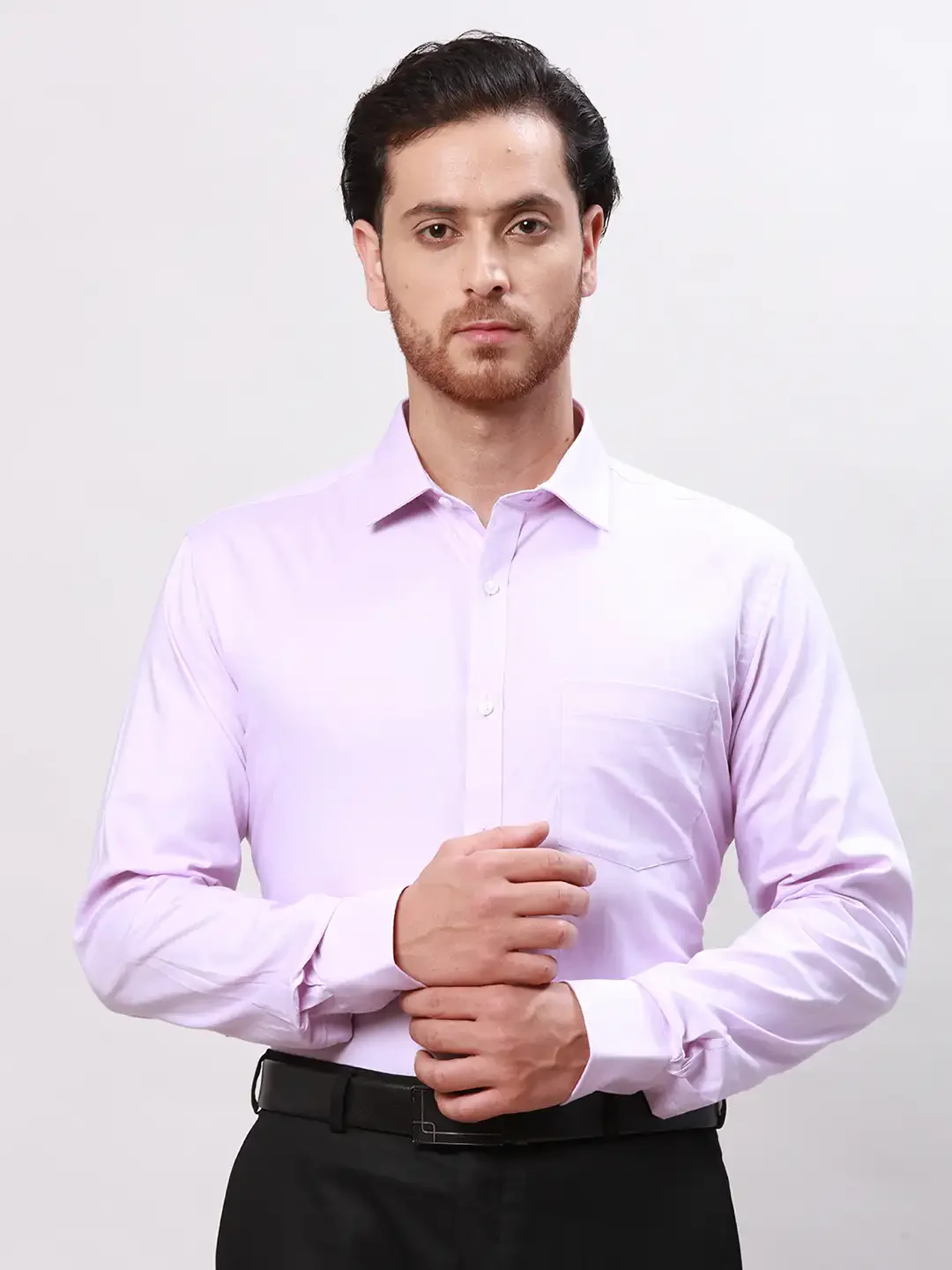 Park Avenue Men Violet Slim Fit Structure Cotton Shirts