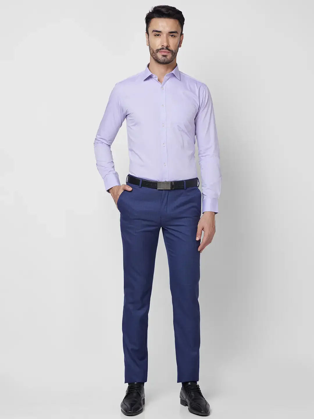 Park Avenue Men Purple Solid Slim Fit Cotton Formal Shirt - Image 5
