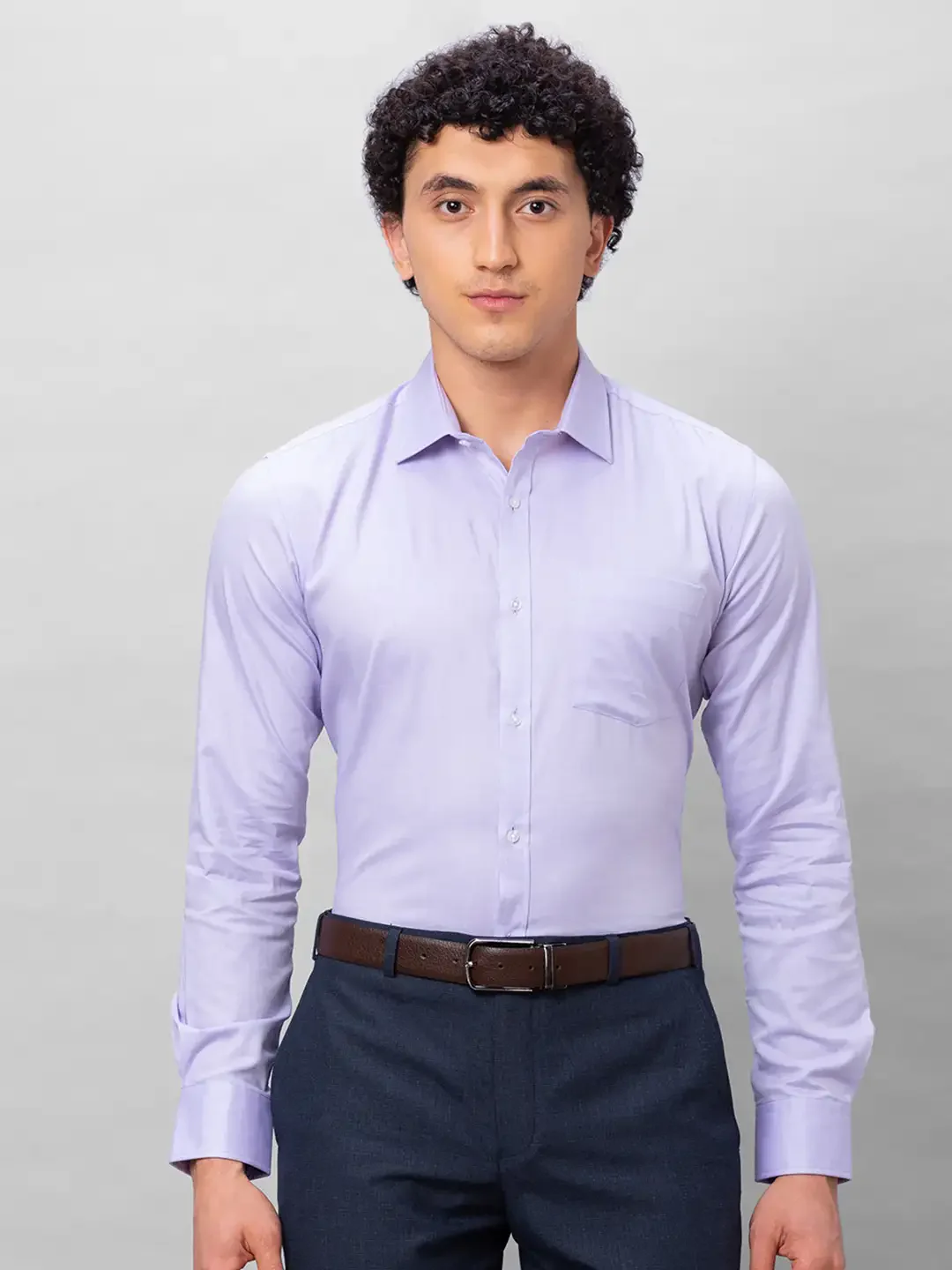 Park Avenue Men Purple Solid Slim Fit Cotton Formal Shirt