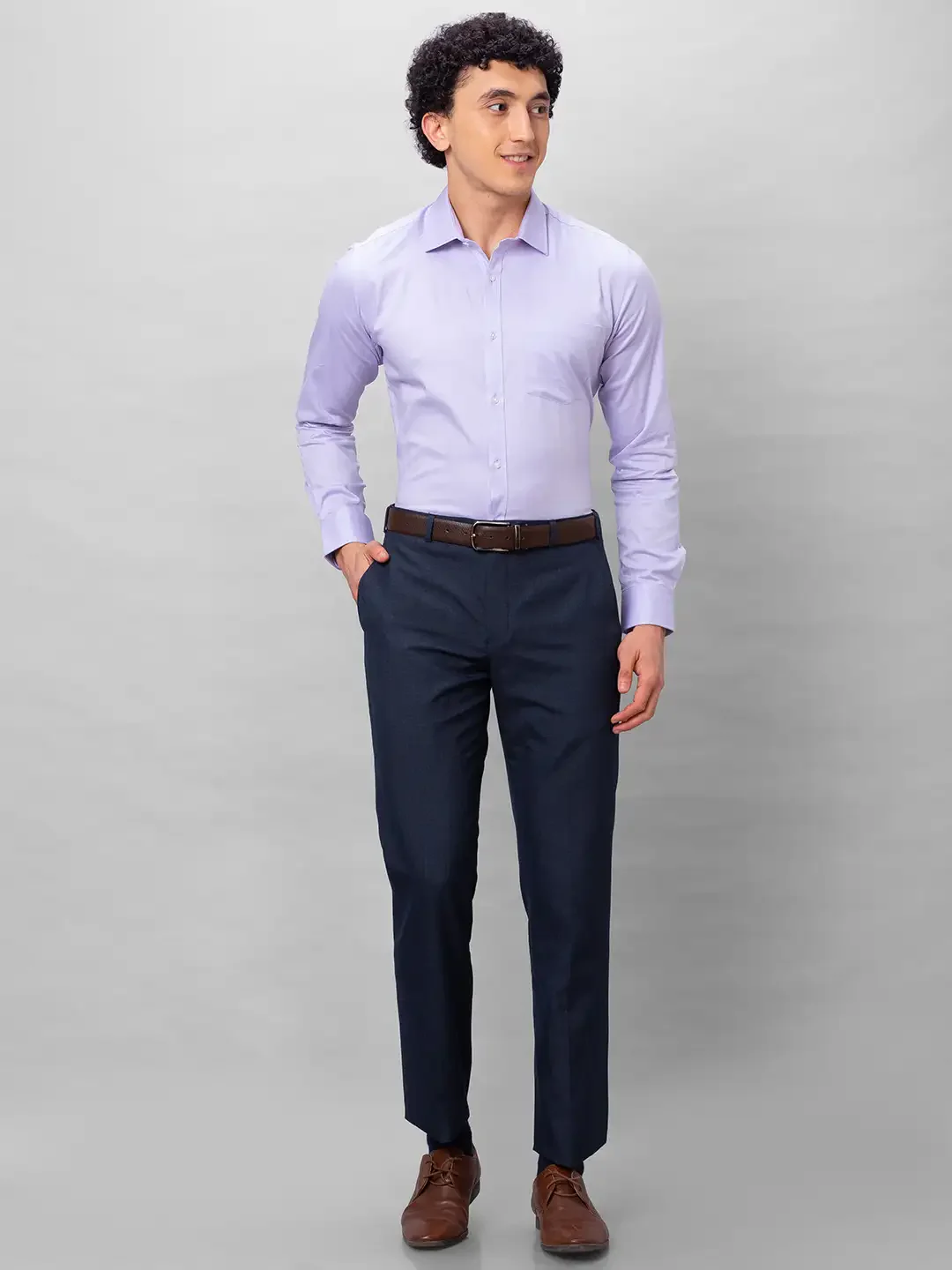 Park Avenue Men Purple Solid Slim Fit Cotton Formal Shirt - Image 5