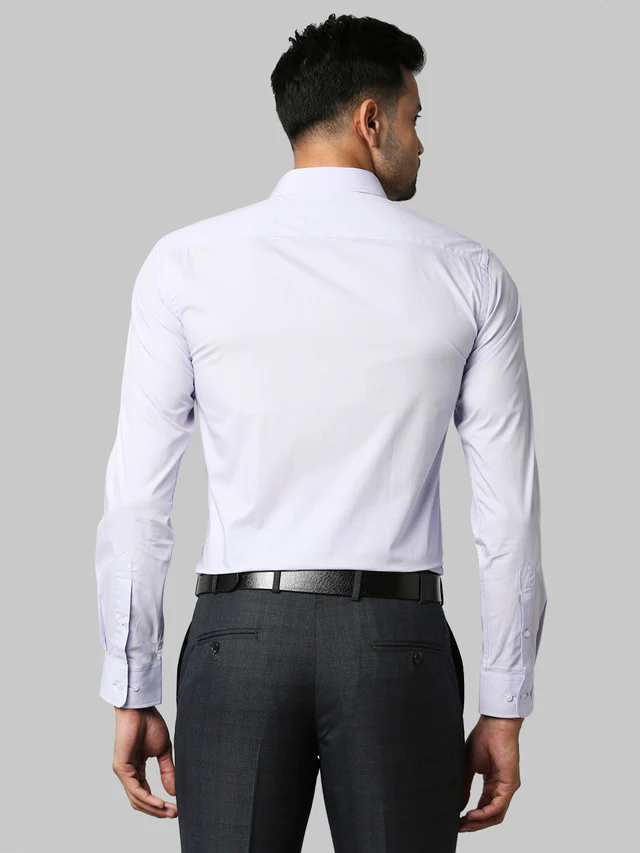 Park Avenue Men Violet Solid Slim Fit Full Sleeve Semi Cut Away Collar Shirt - Image 4