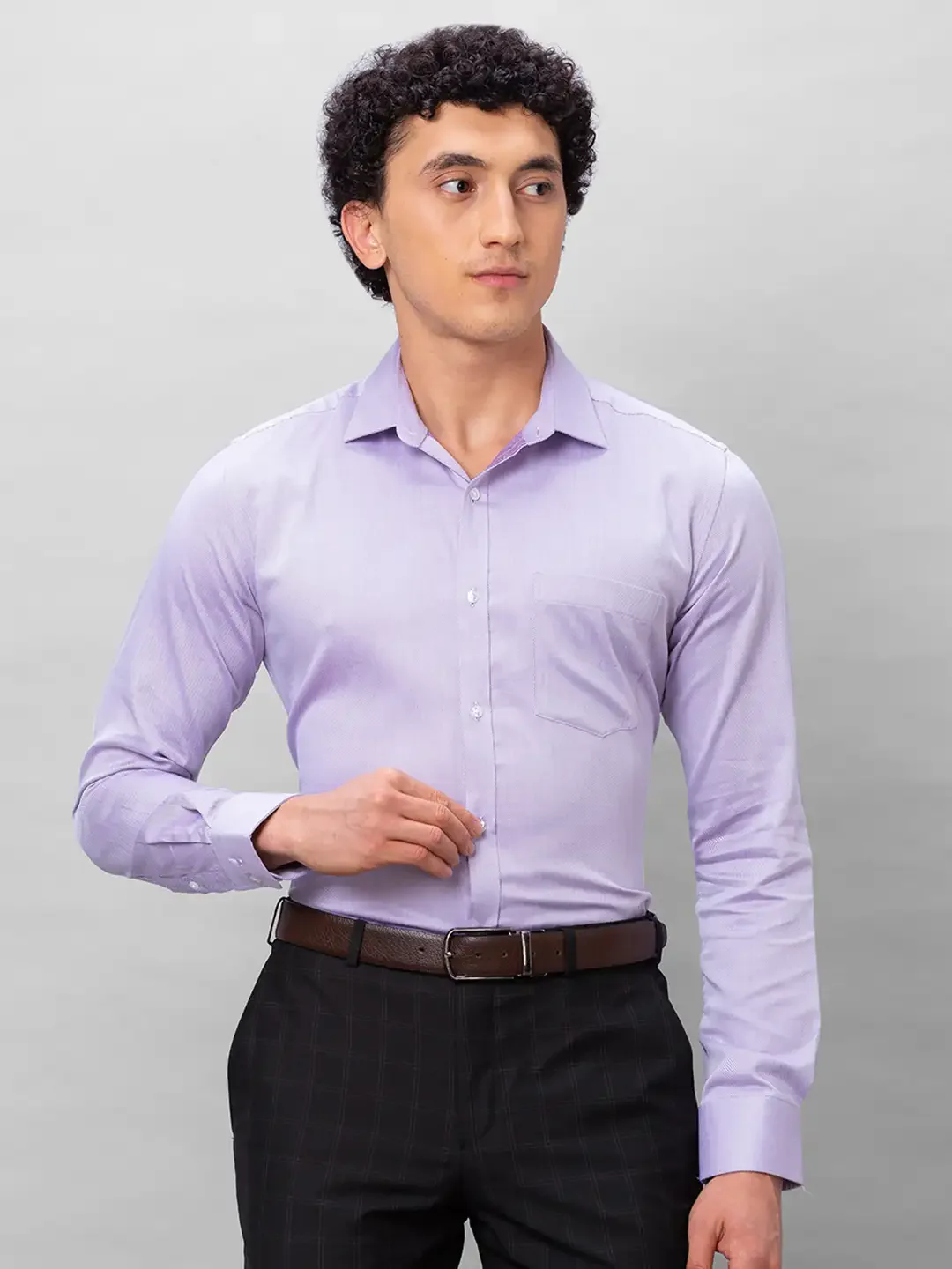 Park Avenue Men Purple Structured Slim Fit Cotton Formal Shirt
