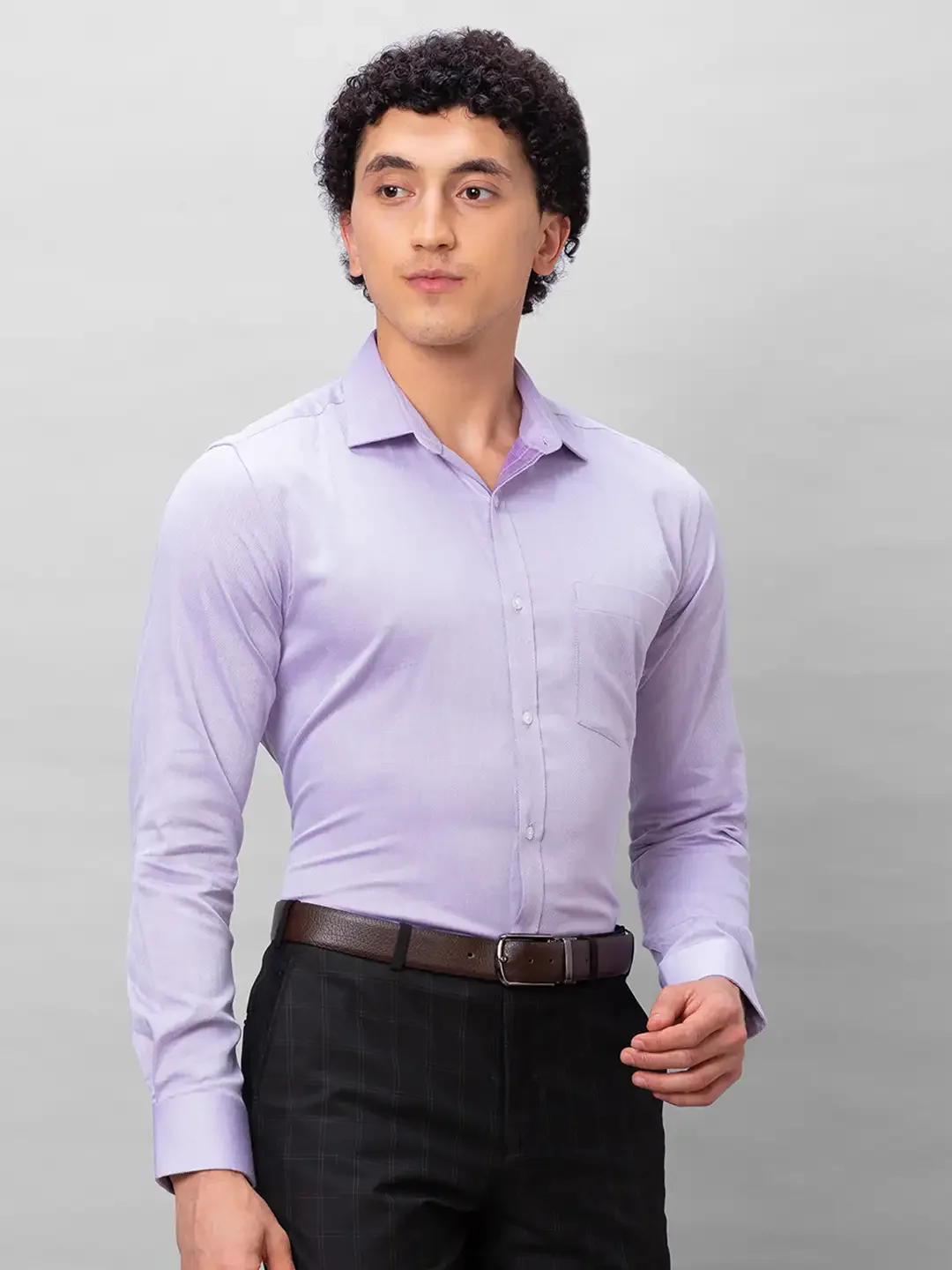 Park Avenue Men Purple Structured Slim Fit Cotton Formal Shirt - Image 2