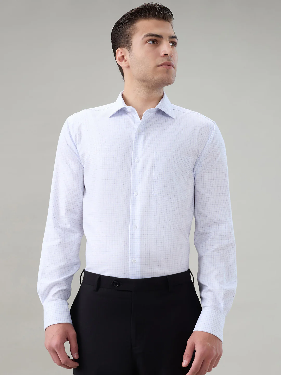 Park Avenue Men White Checks Regular Fit Cotton Formal Shirt