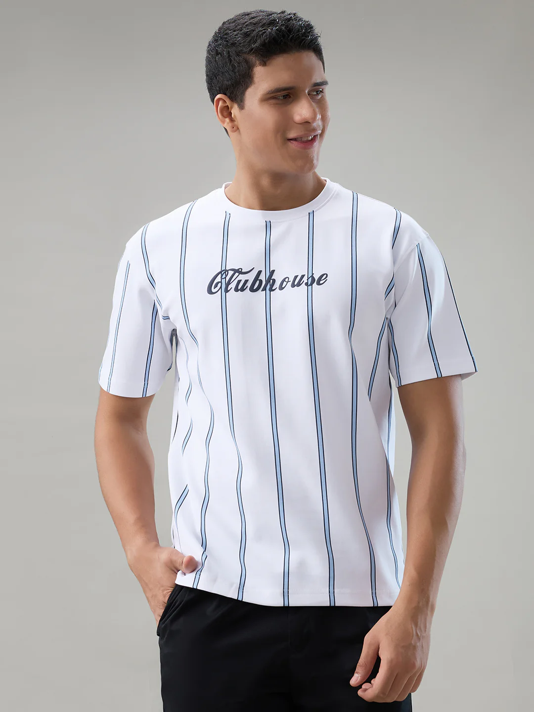 Park Avenue Men White Colorblock Slim Fit Cotton T-Shirt