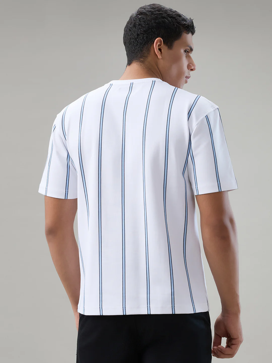 Park Avenue Men White Colorblock Slim Fit Cotton T-Shirt - Image 4