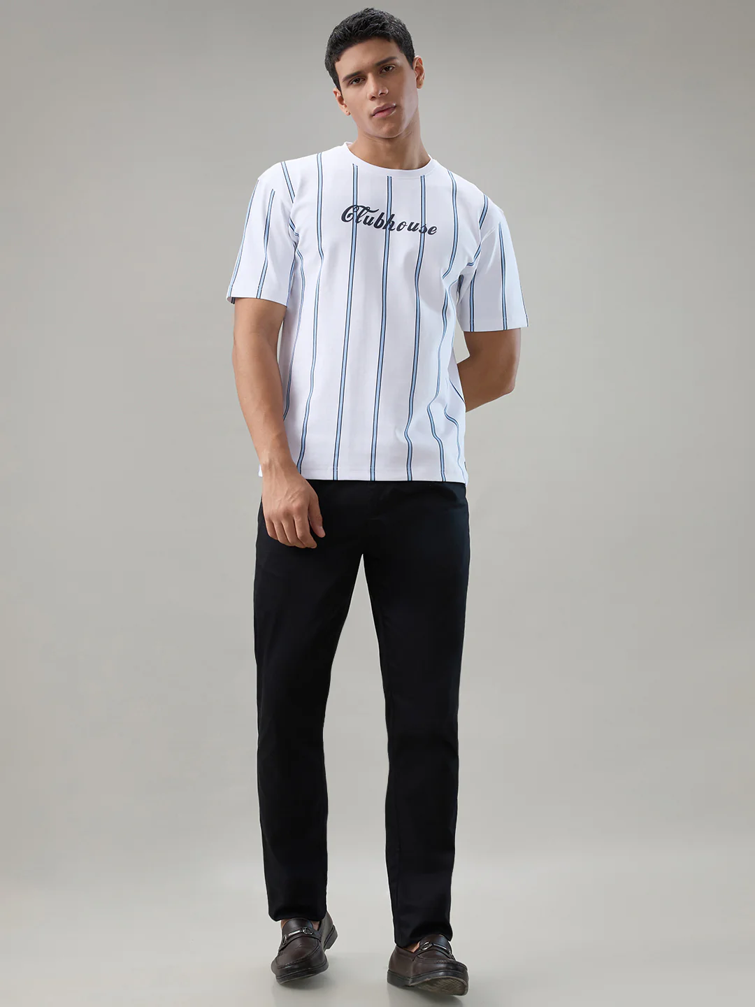 Park Avenue Men White Colorblock Slim Fit Cotton T-Shirt - Image 5