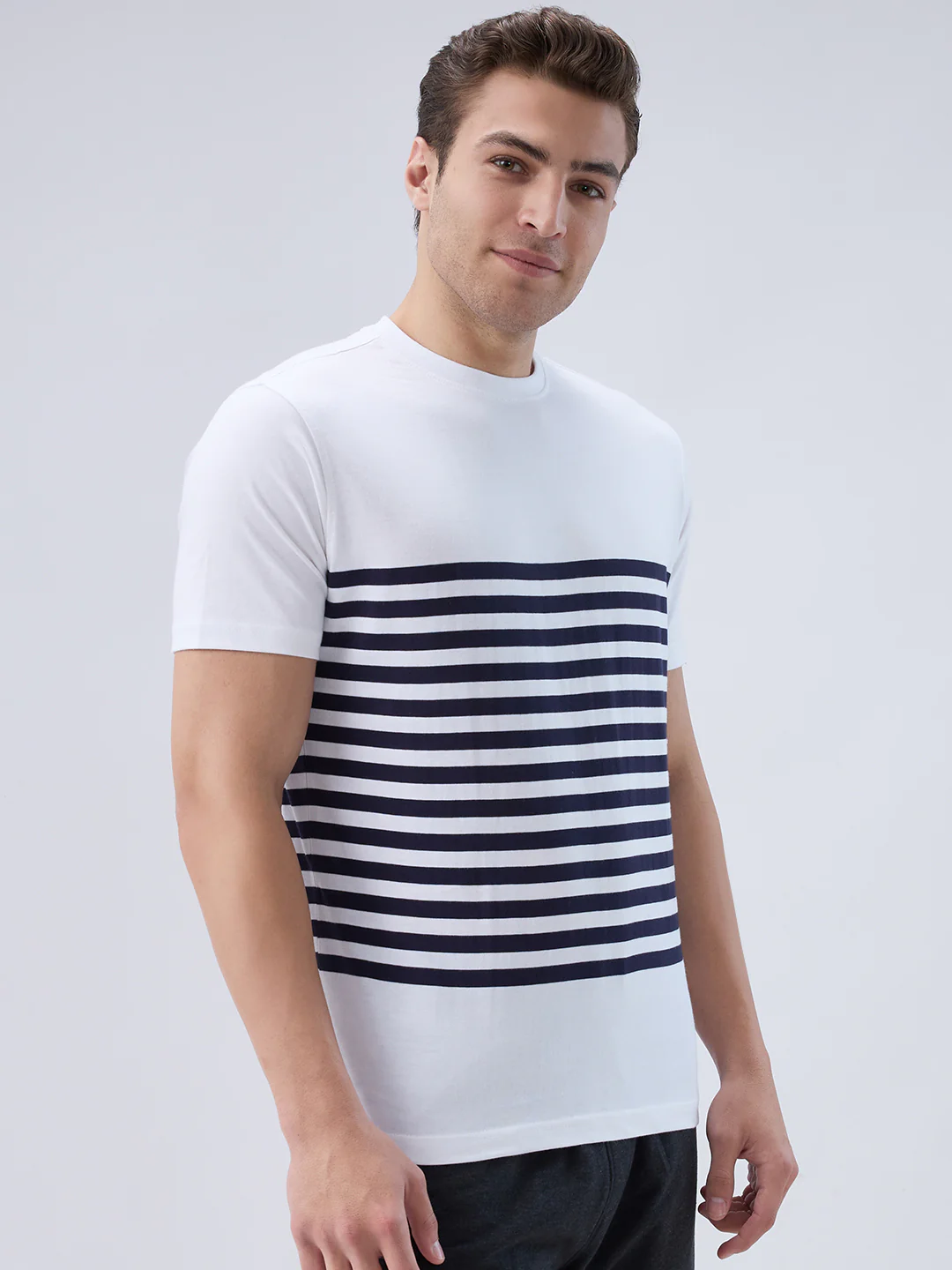 Park Avenue Men White Cotton T-shirt - Image 2