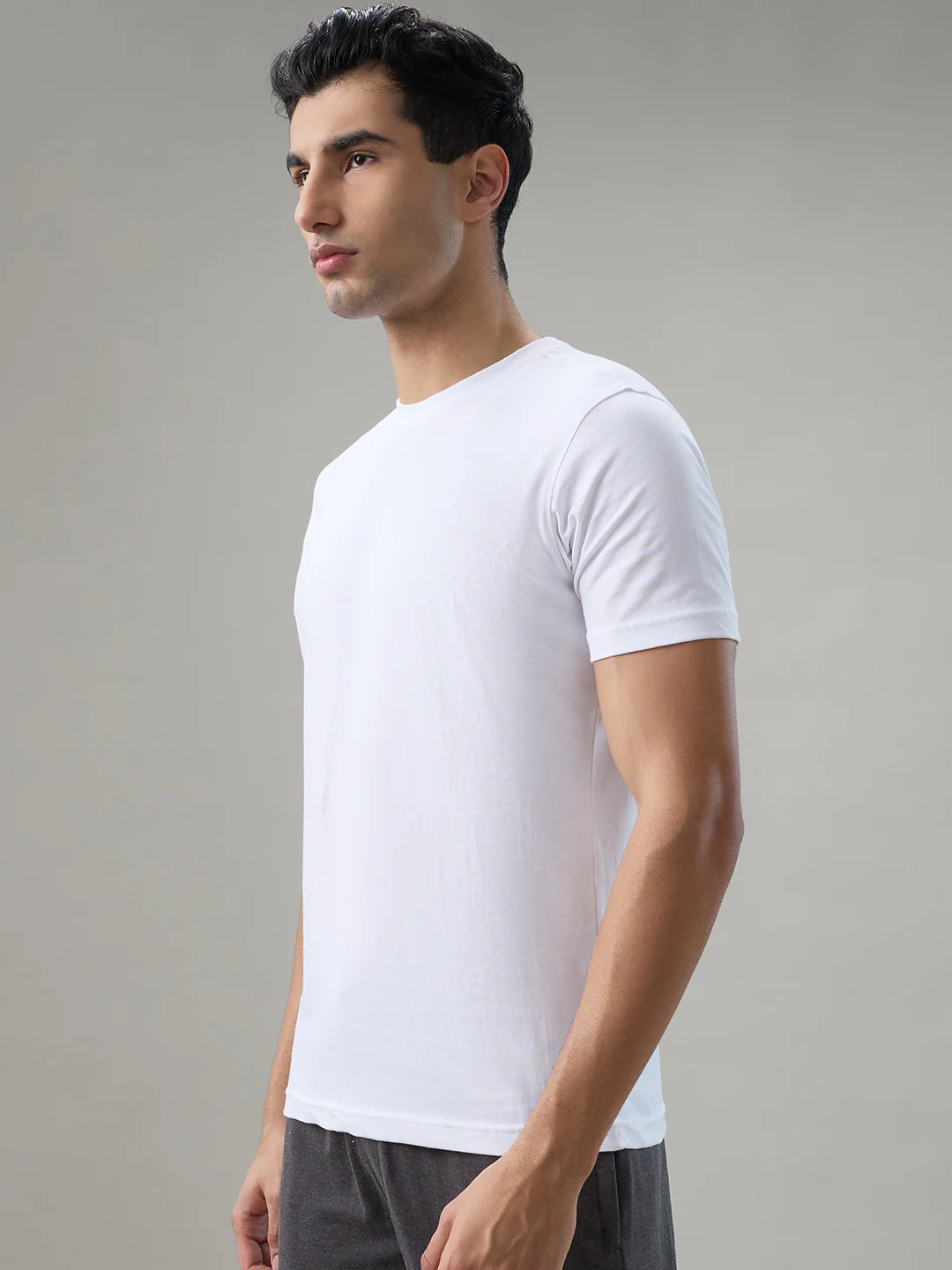 Park Avenue Men White Round Neck Collar T-Shirt - Image 3