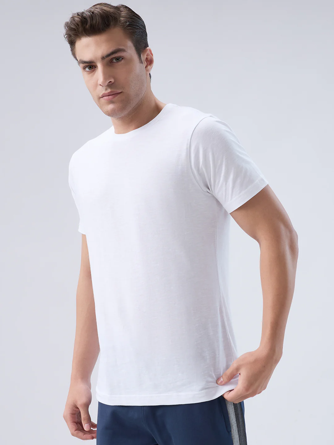 Park Avenue Men White Cotton T-Shirt - Image 3