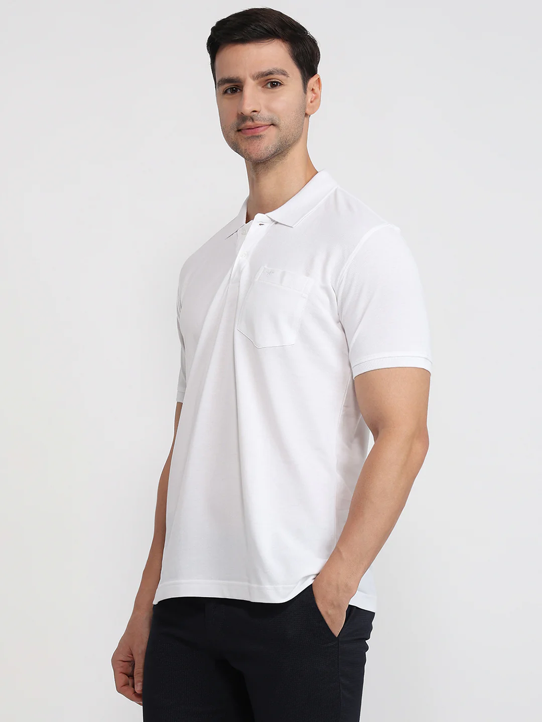 Park Avenue Men White Cotton T-Shirt - Image 2