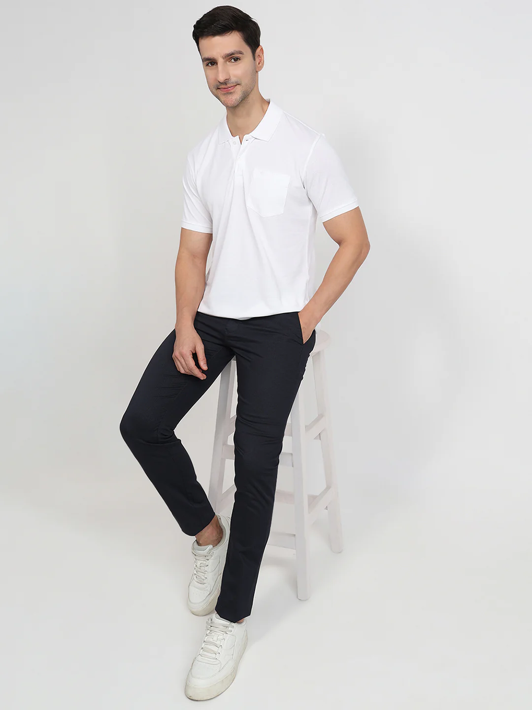 Park Avenue Men White Cotton T-Shirt - Image 5