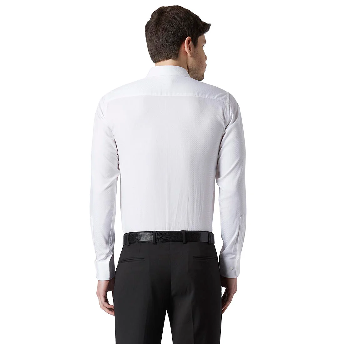 Park Avenue Men White Dobby Regular Fit Cotton Full Sleeve Cutaway Collar Shirt - Image 4