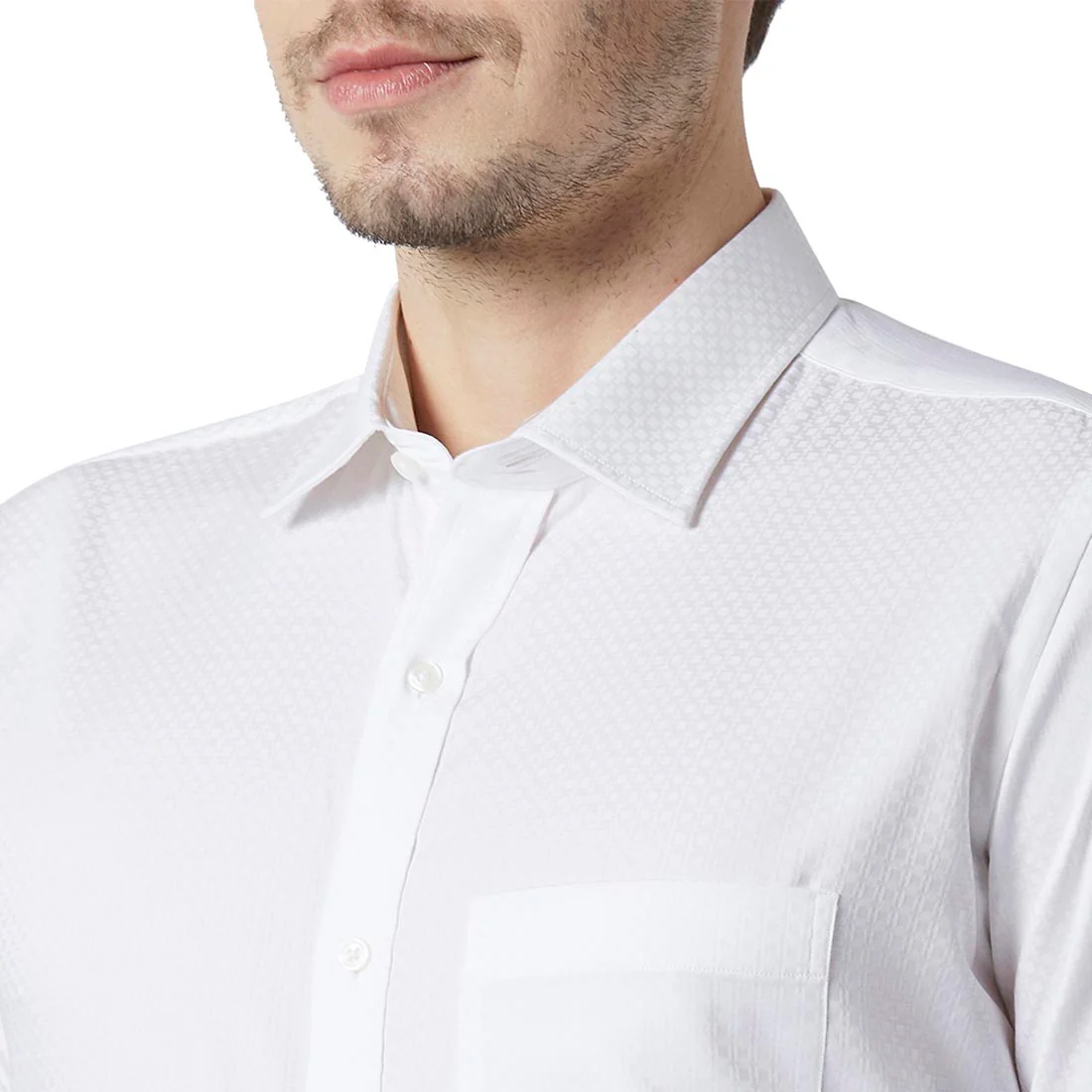 Park Avenue Men White Dobby Regular Fit Cotton Full Sleeve Cutaway Collar Shirt - Image 5