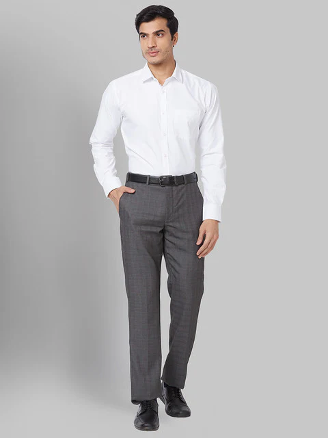 Park Avenue Men White Herringbone Slim Fit Cotton Blend Shirt - Image 5