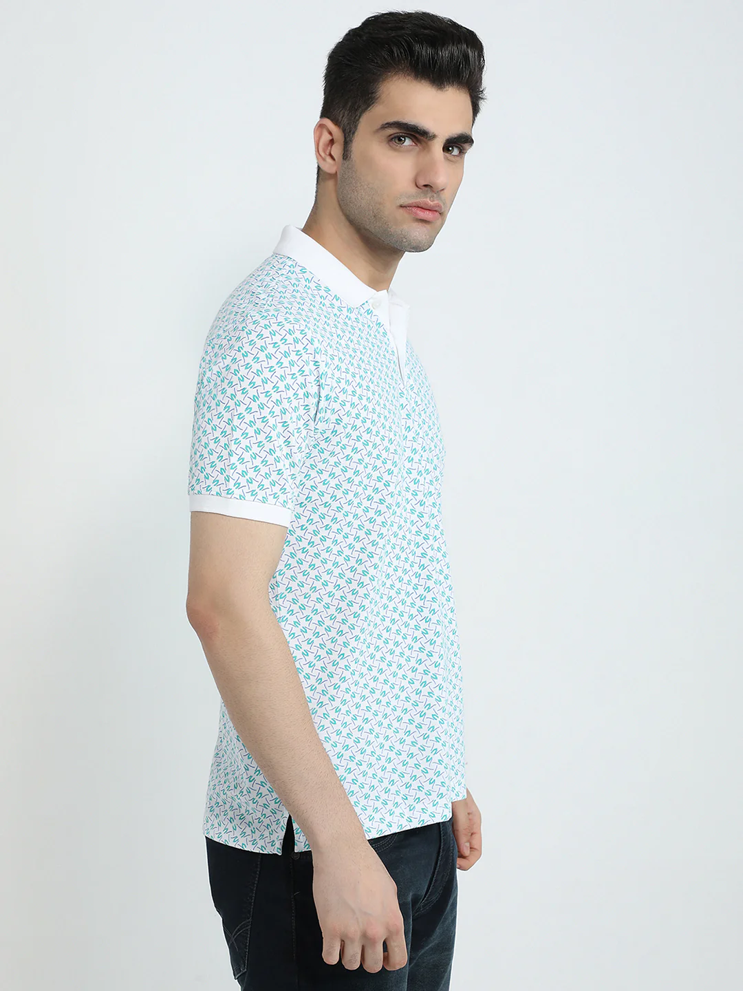 Park Avenue Men White Print Slim Fit Cotton Blend T-shirt - Image 3