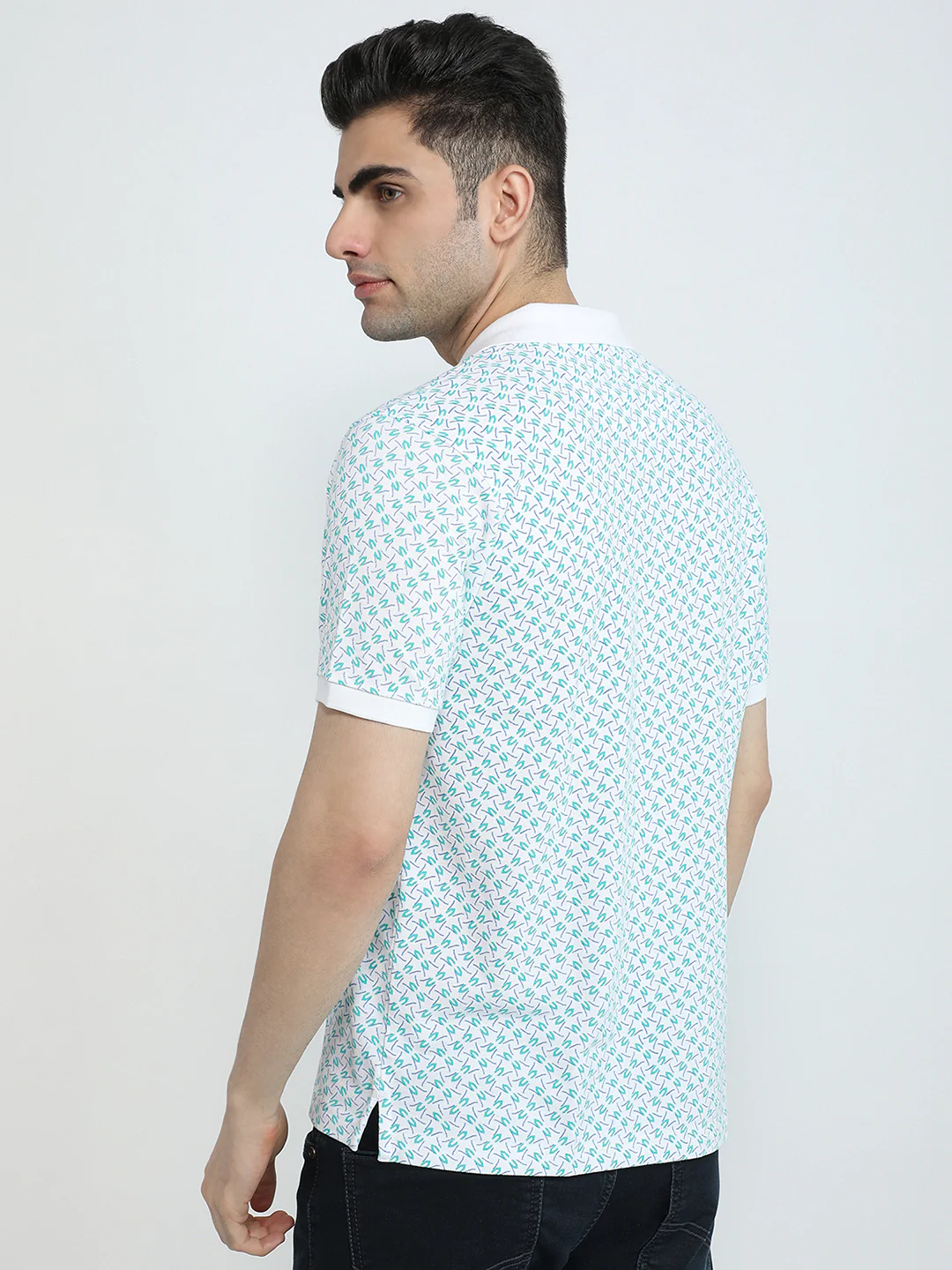 Park Avenue Men White Print Slim Fit Cotton Blend T-shirt - Image 4