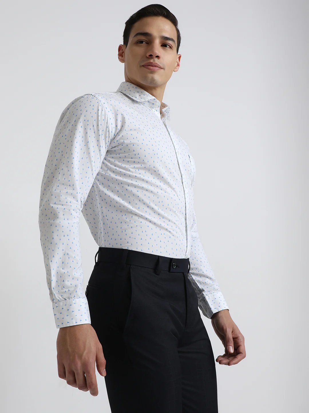 Park Avenue Men White Print Slim Fit Cotton Shirt - Image 2