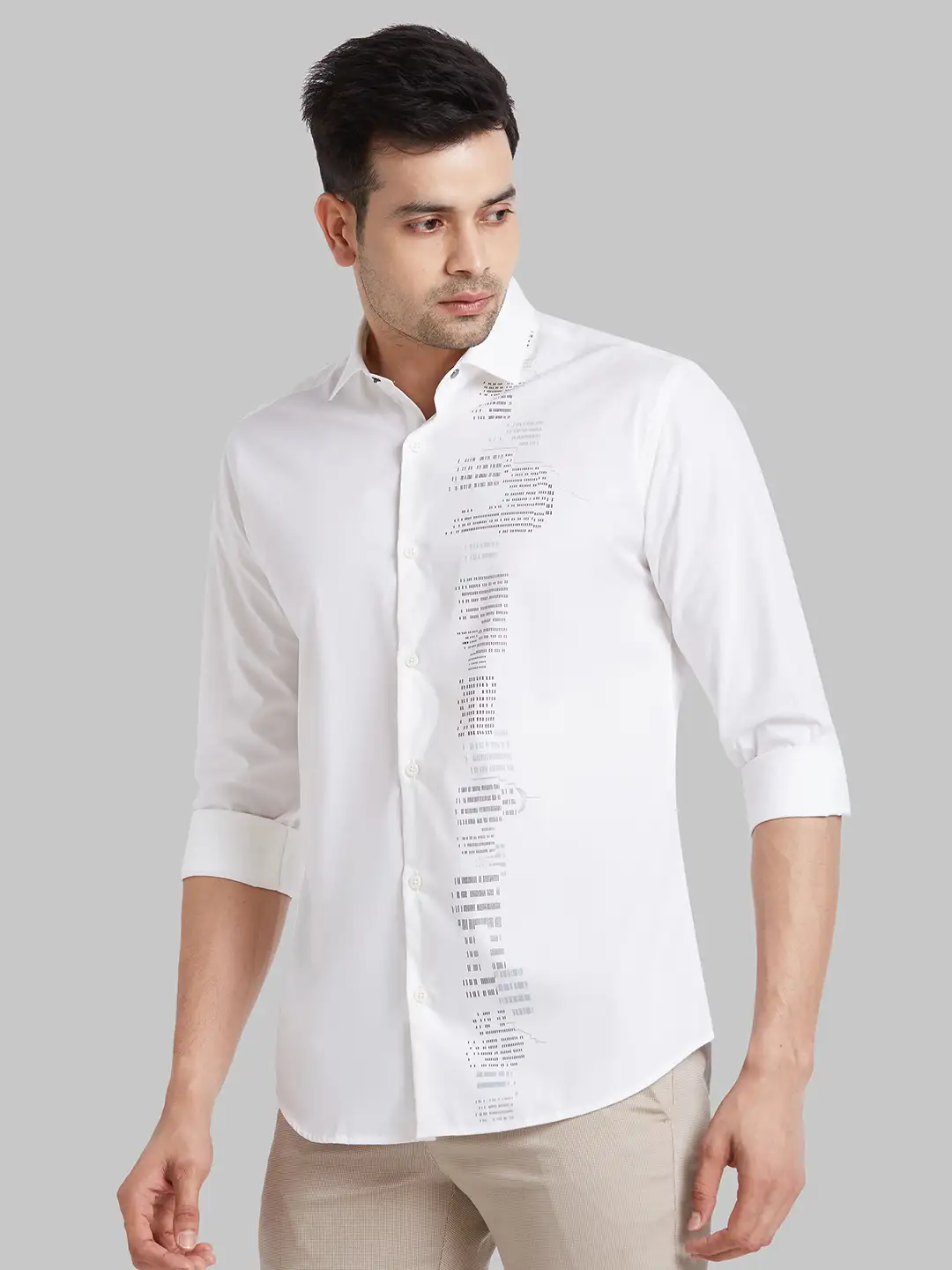Park Avenue Men White Slim Fit Printed Casual Shirt - Image 3
