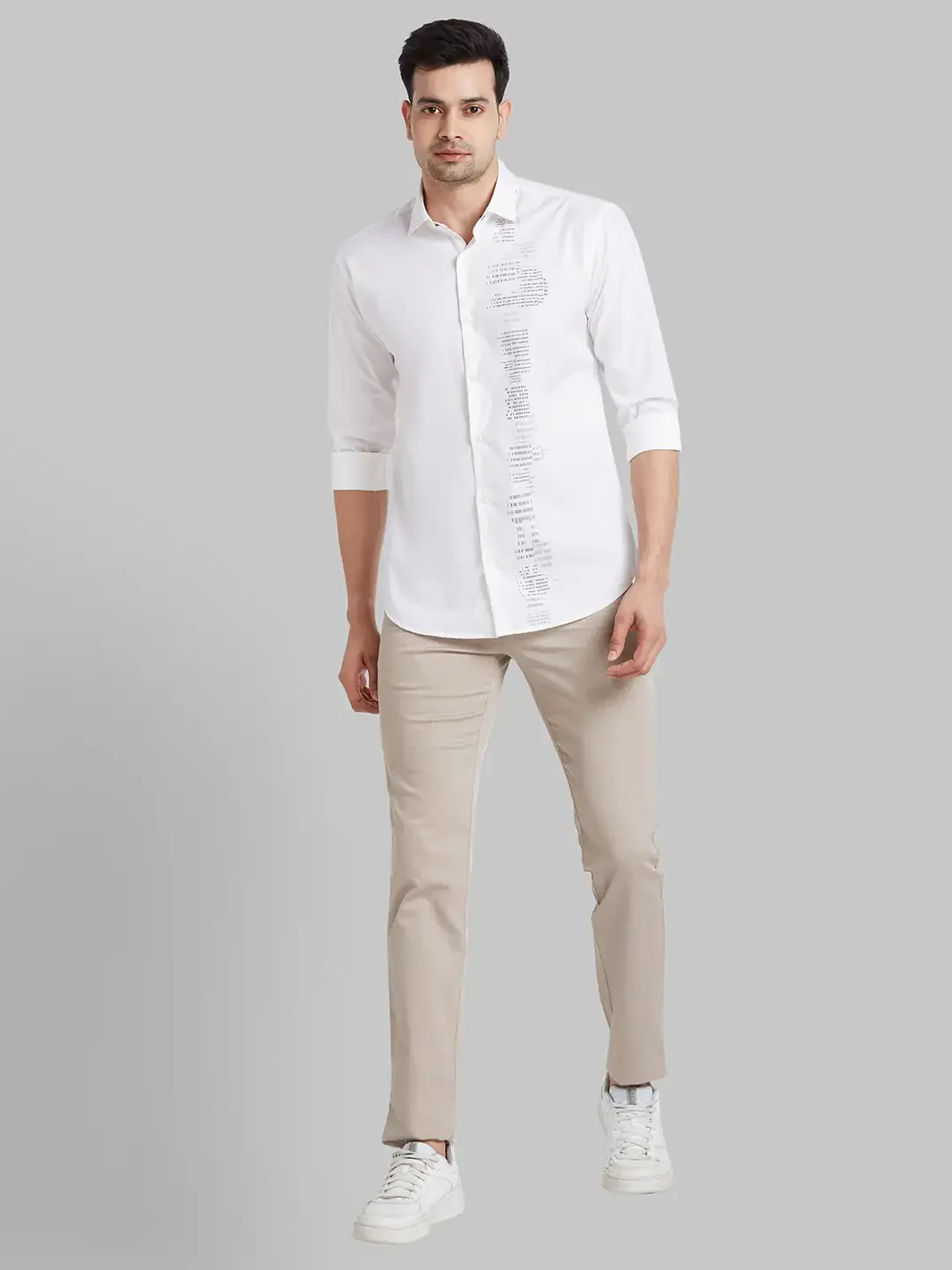 Park Avenue Men White Slim Fit Printed Casual Shirt - Image 5
